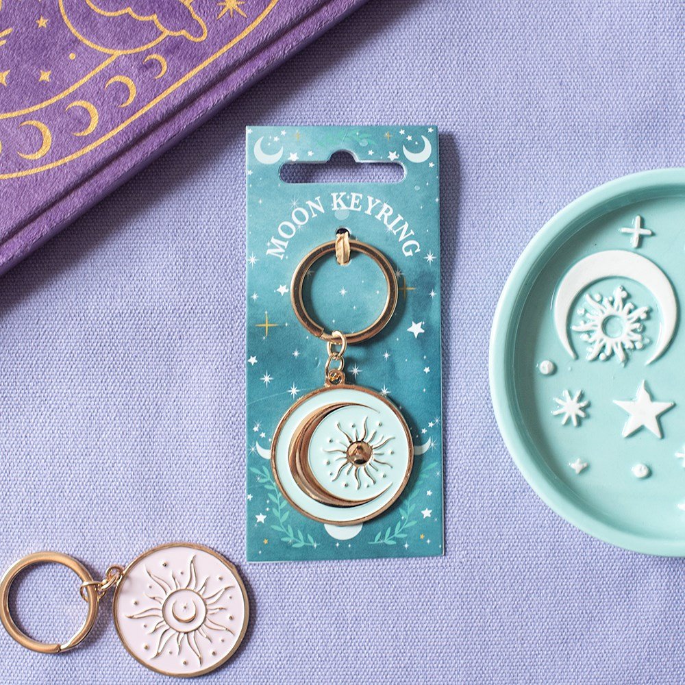 Blue Moon Metal Keyring