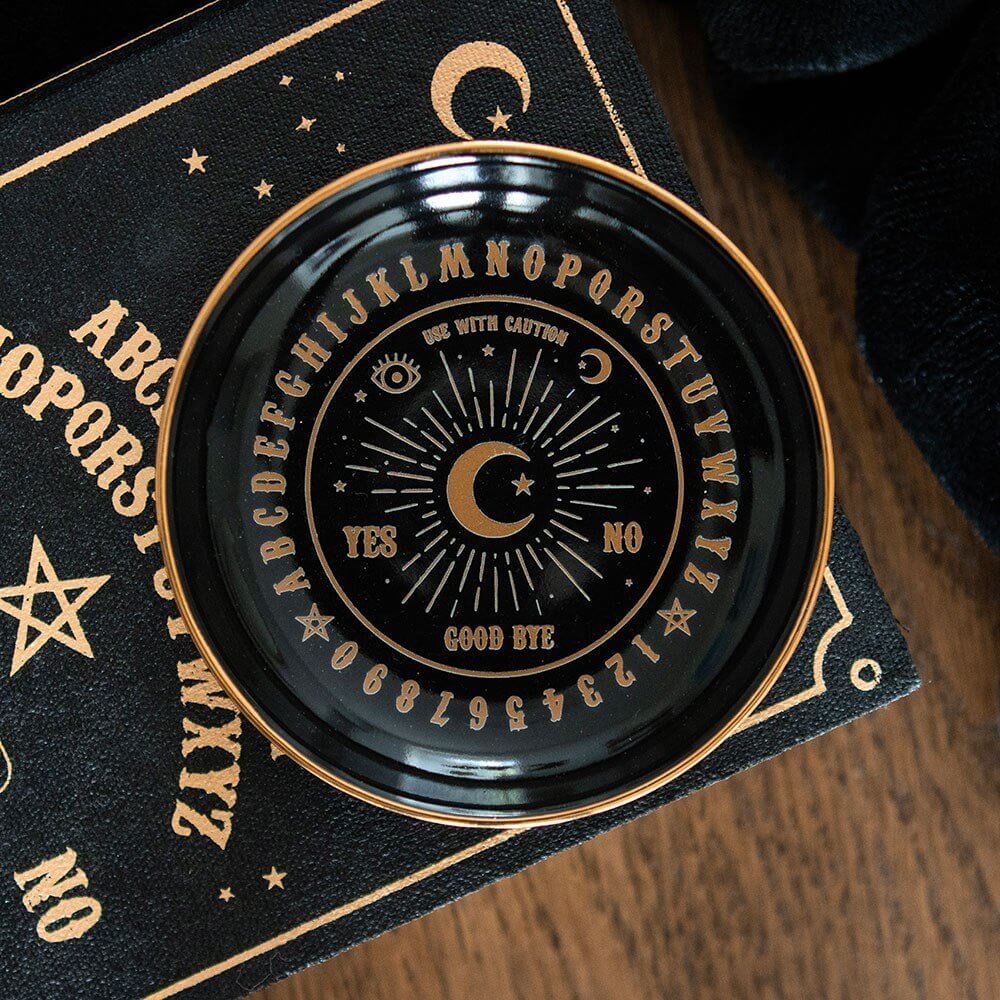Black And Gold Talking Board Ceramic Trinket Dish