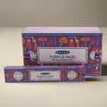 Satya Purple Haze incense sticks packaging on a light background