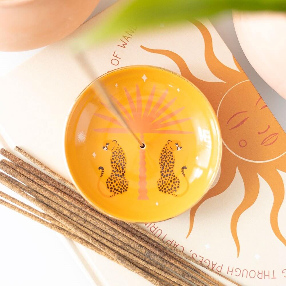 Leopard Palm Ceramic Incense Holder Plate