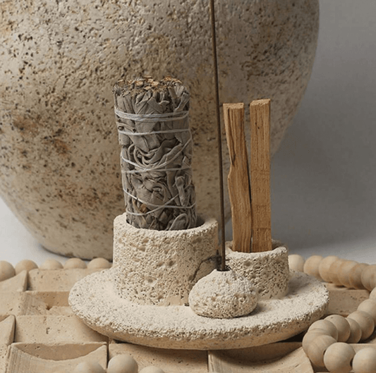 Multi Function Incense, Candle and Smudge Burner Resin Textured Tray