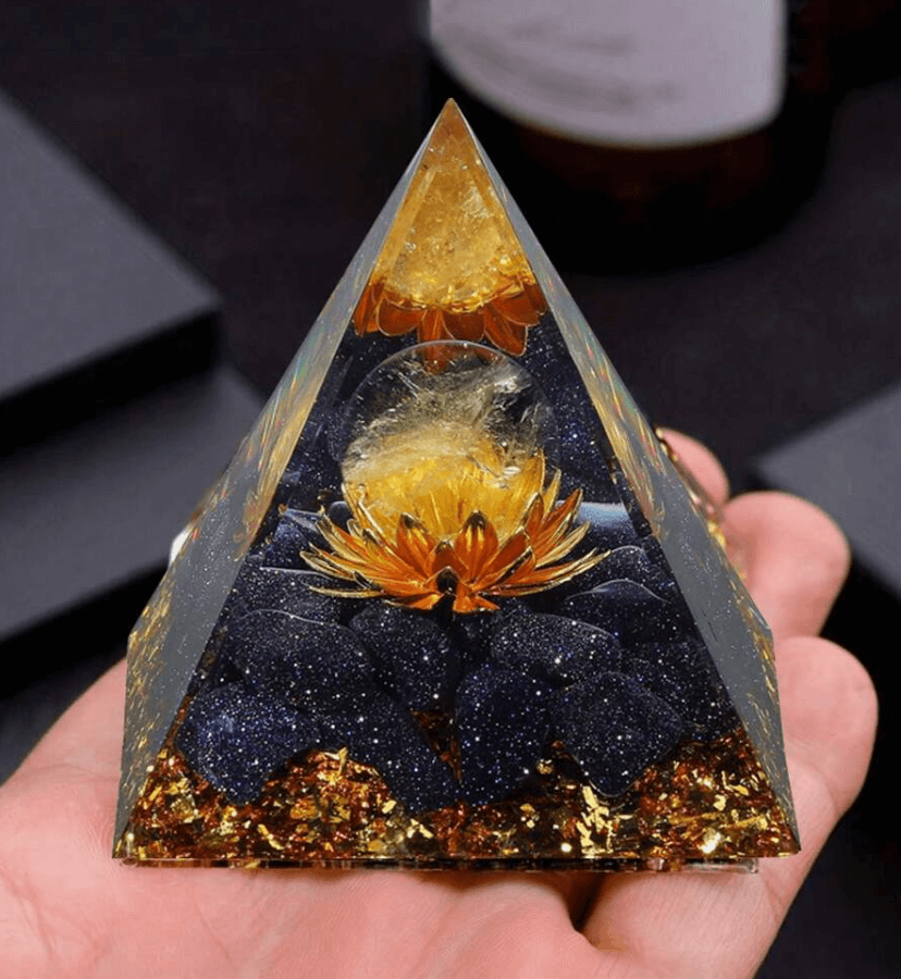 Orgonite Pyramid Blue Sandstone Lotus