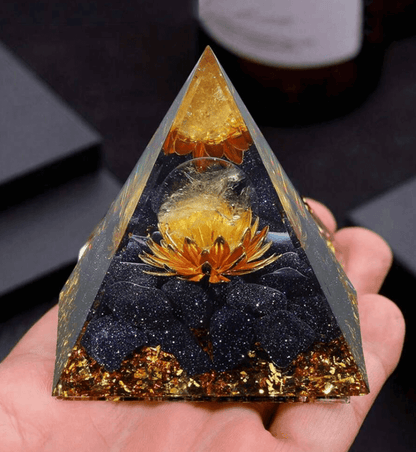 Orgonite Pyramid Blue Sandstone Lotus