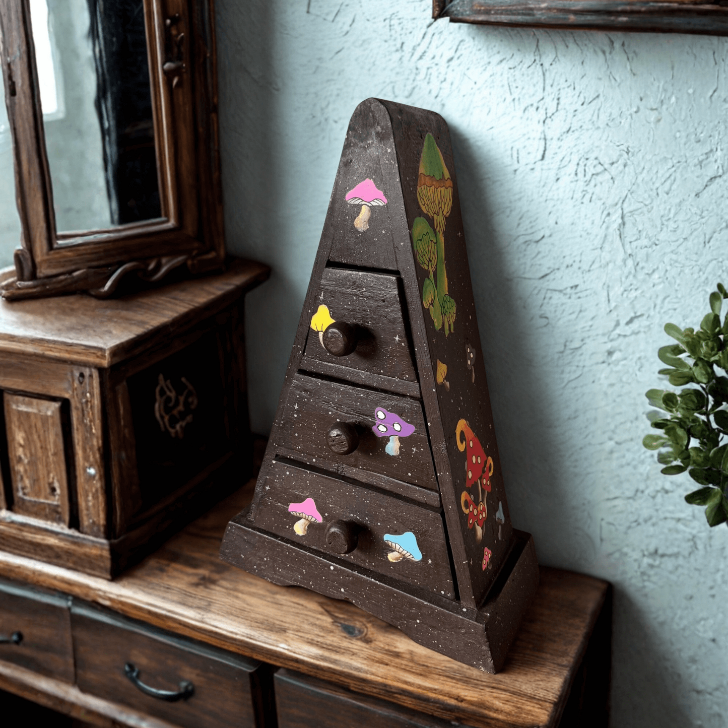Mushroom Painted TRIANGULAR 3 Drawer Chest Large
