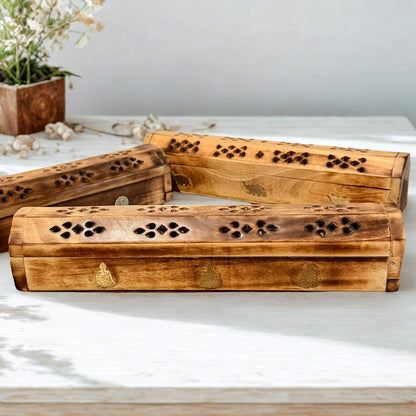 Wooden Hexagon Incense Holder Box 12inch