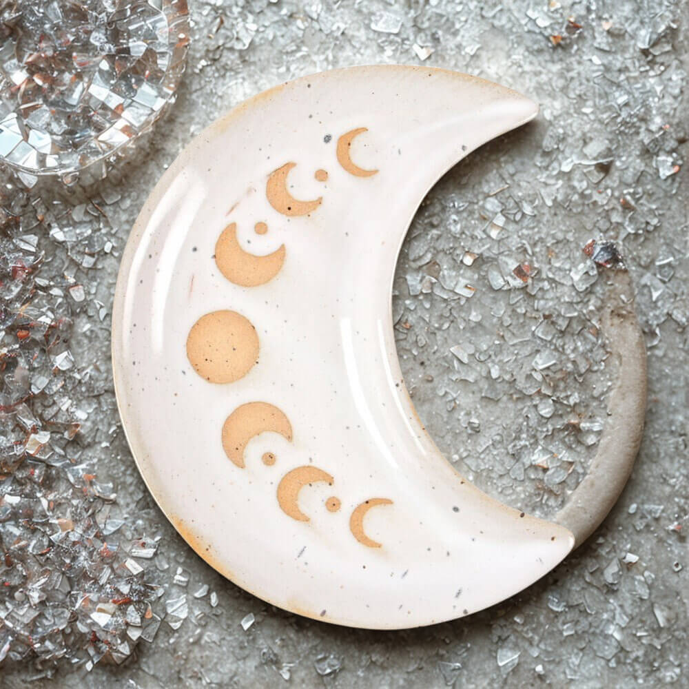 Moon Phase Crescent Ceramic Trinket Tray