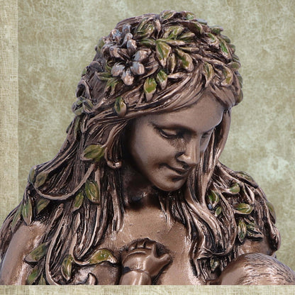 Mother Earth and baby bronze figurine 11cm
