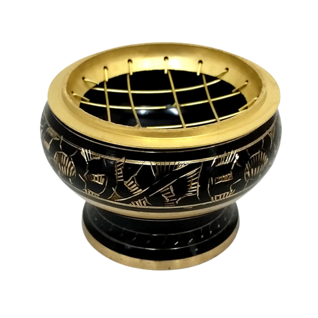 Carved Brass Charcoal Holder