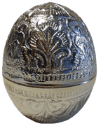 Solid Brass Egg Incense Holder with Silverstone Finish