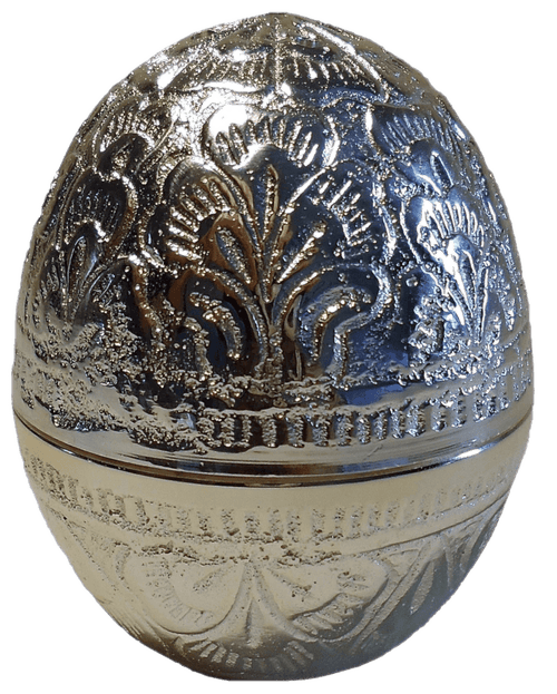 Solid Brass Egg Incense Holder with Silverstone Finish