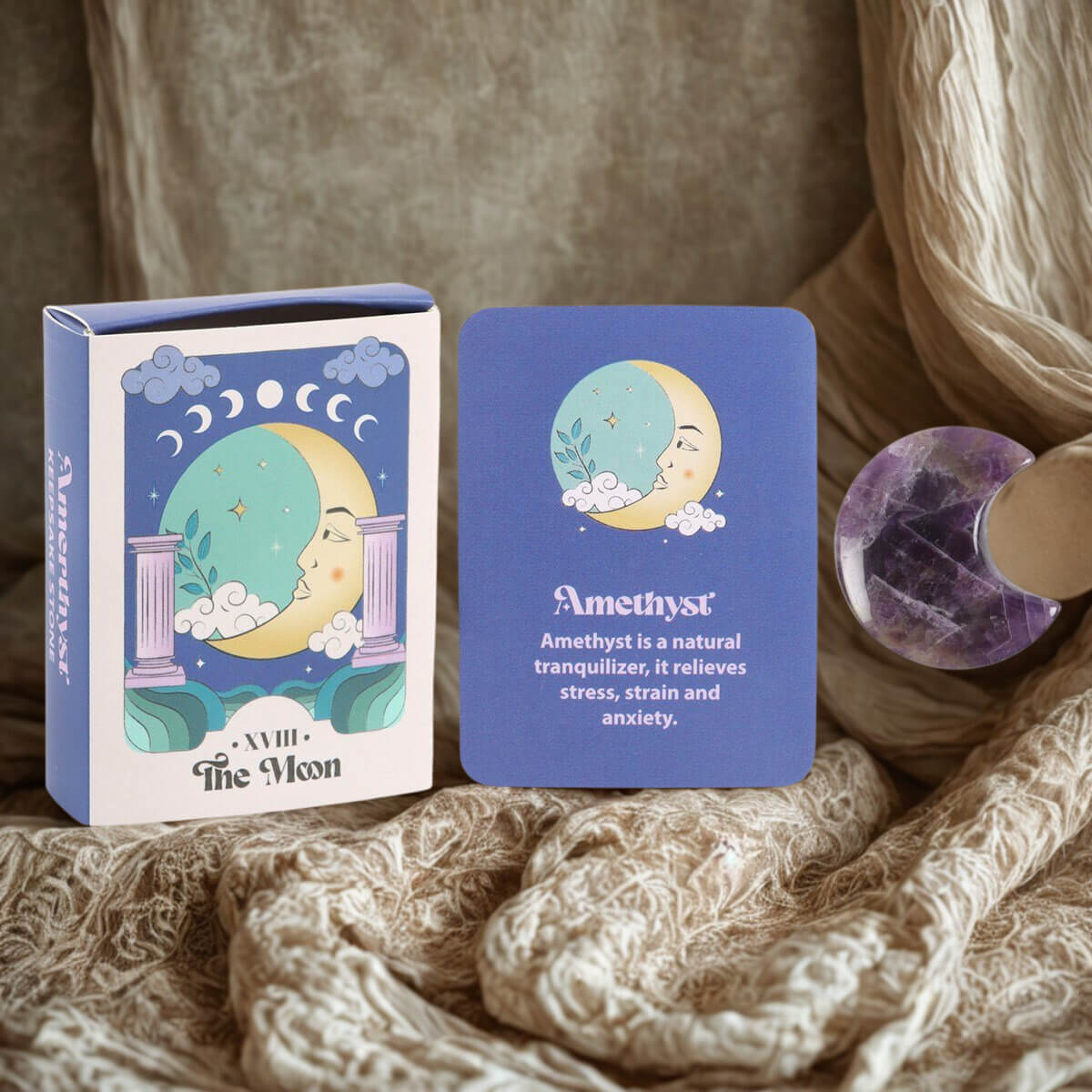 Celestial Dreams Amethyst Crystal Moon Keepsake Stone In A Box