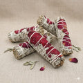 Love White Sage with Rose Petals smudge stick 10cm