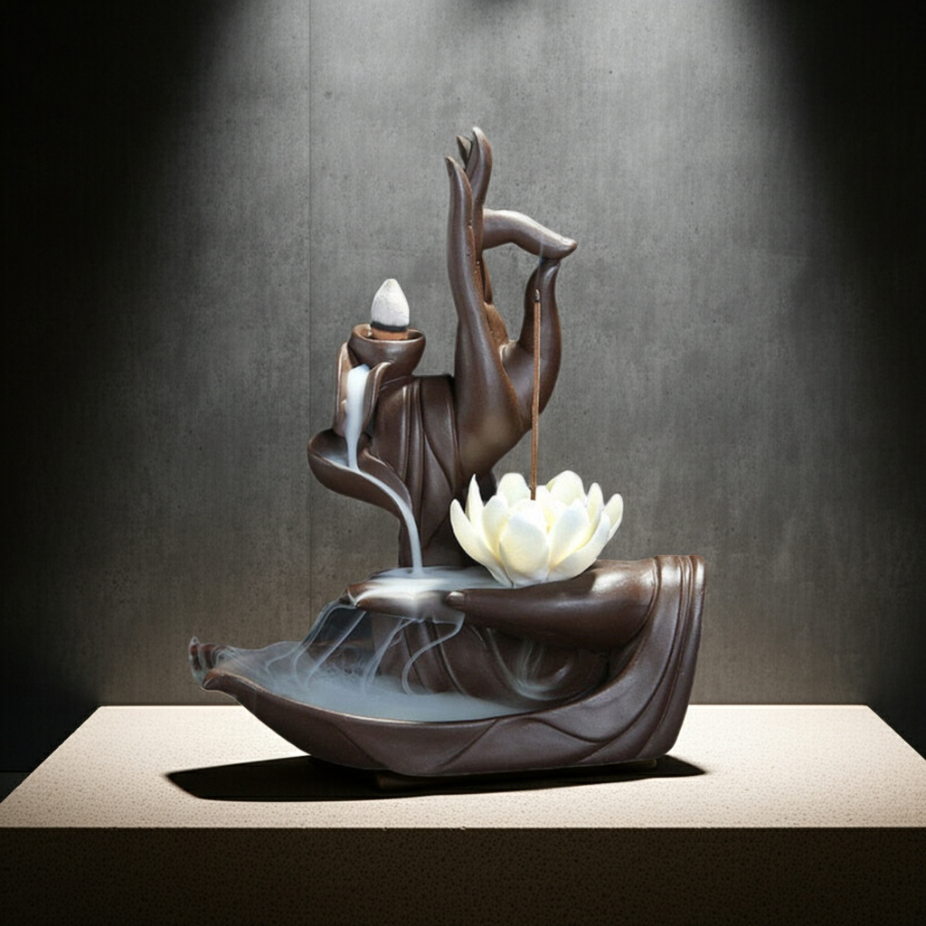 Akkash Mudra Ceramic Backflow Incense Cone Fountain