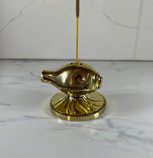 Solid Brass Incense Holder, Shell Design