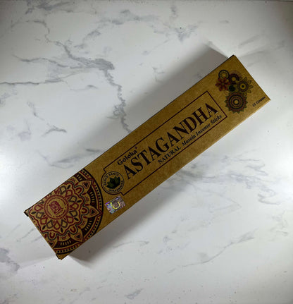 goloka organic incense sticks india astagandha australian hand-made hand made rolled hand-rolled organic-incense packet 15g