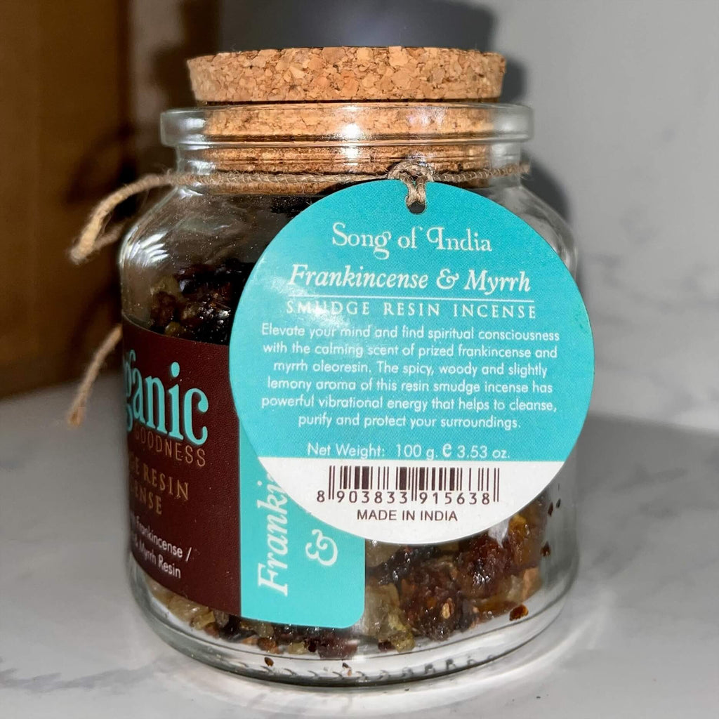 Organic Goodness Smudge Resin FRANKINCENSE MYRRH 80g Jar
