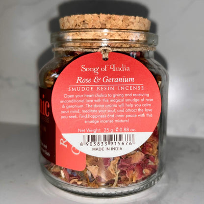 Organic Goodness Smudge Resin ROSE GERANIUM 80g Jar