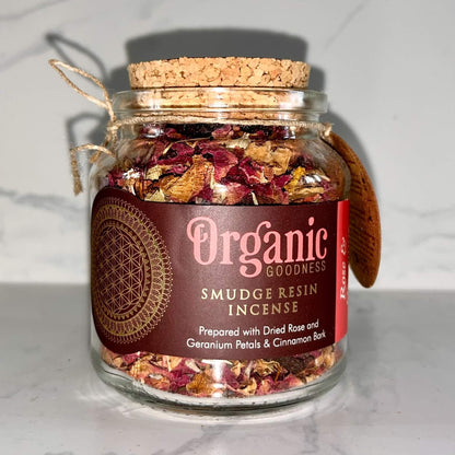 Organic Goodness Smudge Resin ROSE GERANIUM 80g Jar