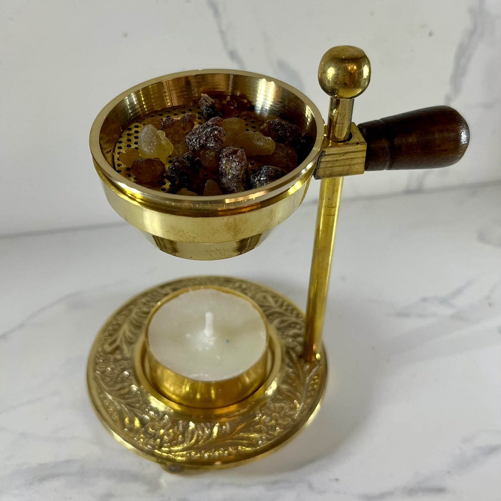 Brass T-Light Incense & Charcoal Holder
