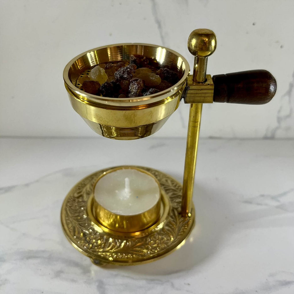 Brass T-Light Incense & Charcoal Holder