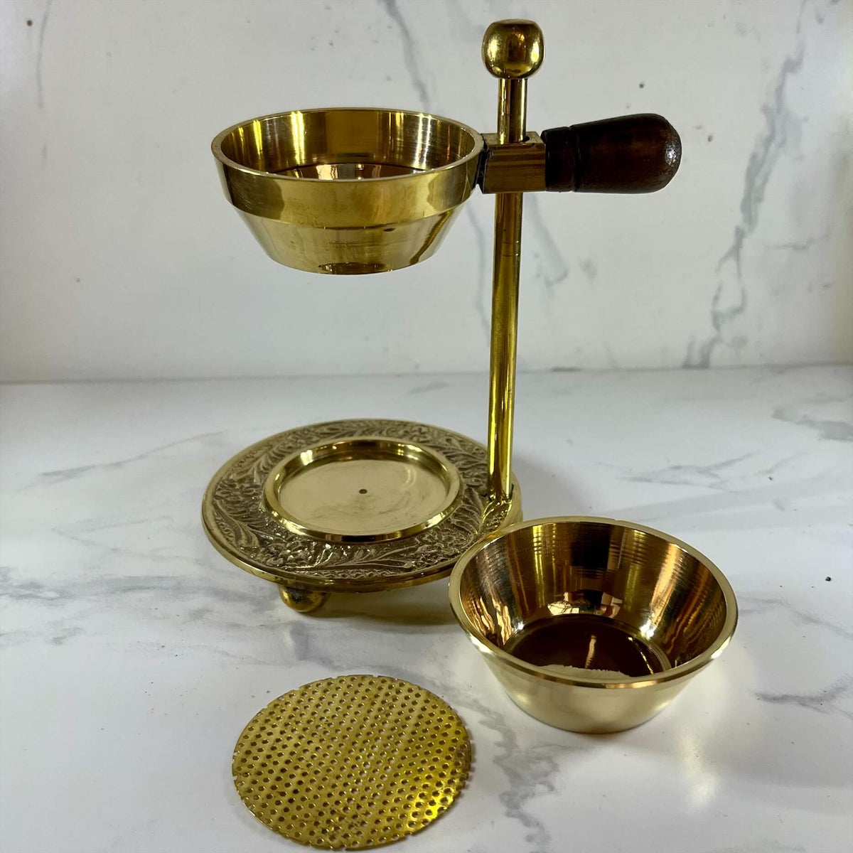 Brass T-Light Incense & Charcoal Holder