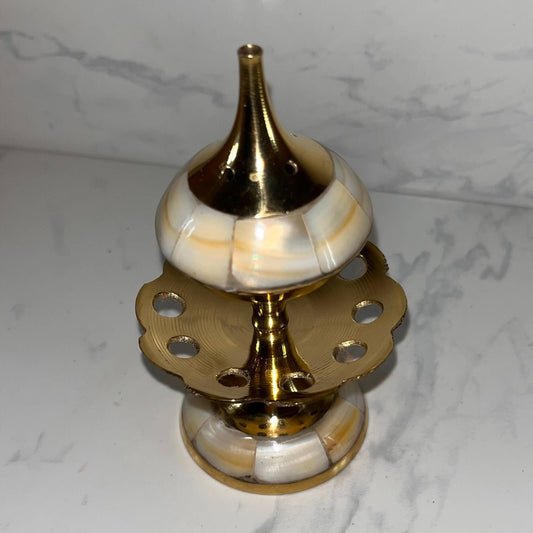 Incense Holder Brass Mother of Pearl