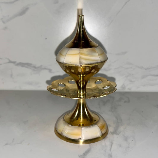 Incense Holder Brass Mother of Pearl
