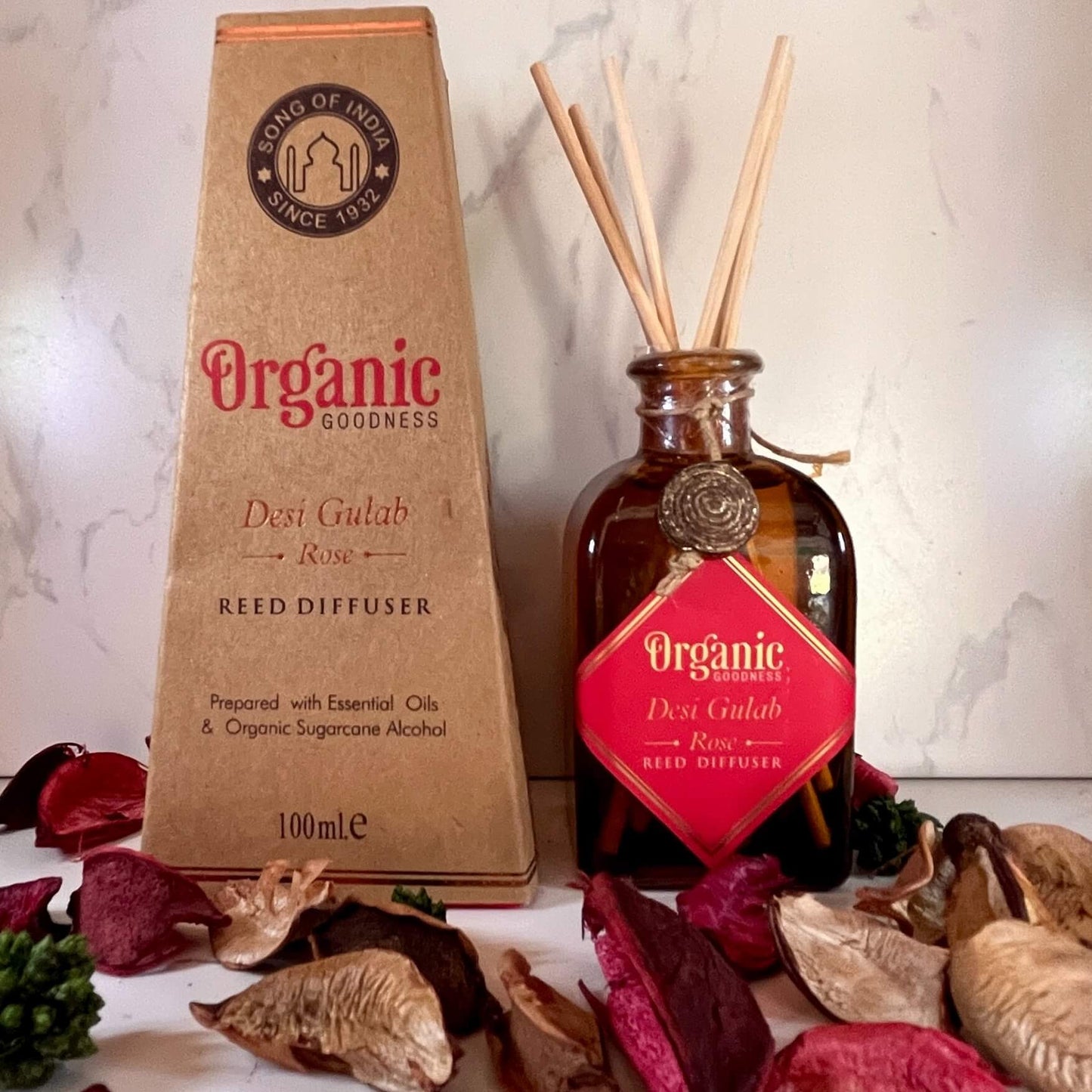 organic goodness gift set gift pack rose reed diffuser rose incense essential oil room spray rose desi gulab pack incense holder natural hand made special buy sale