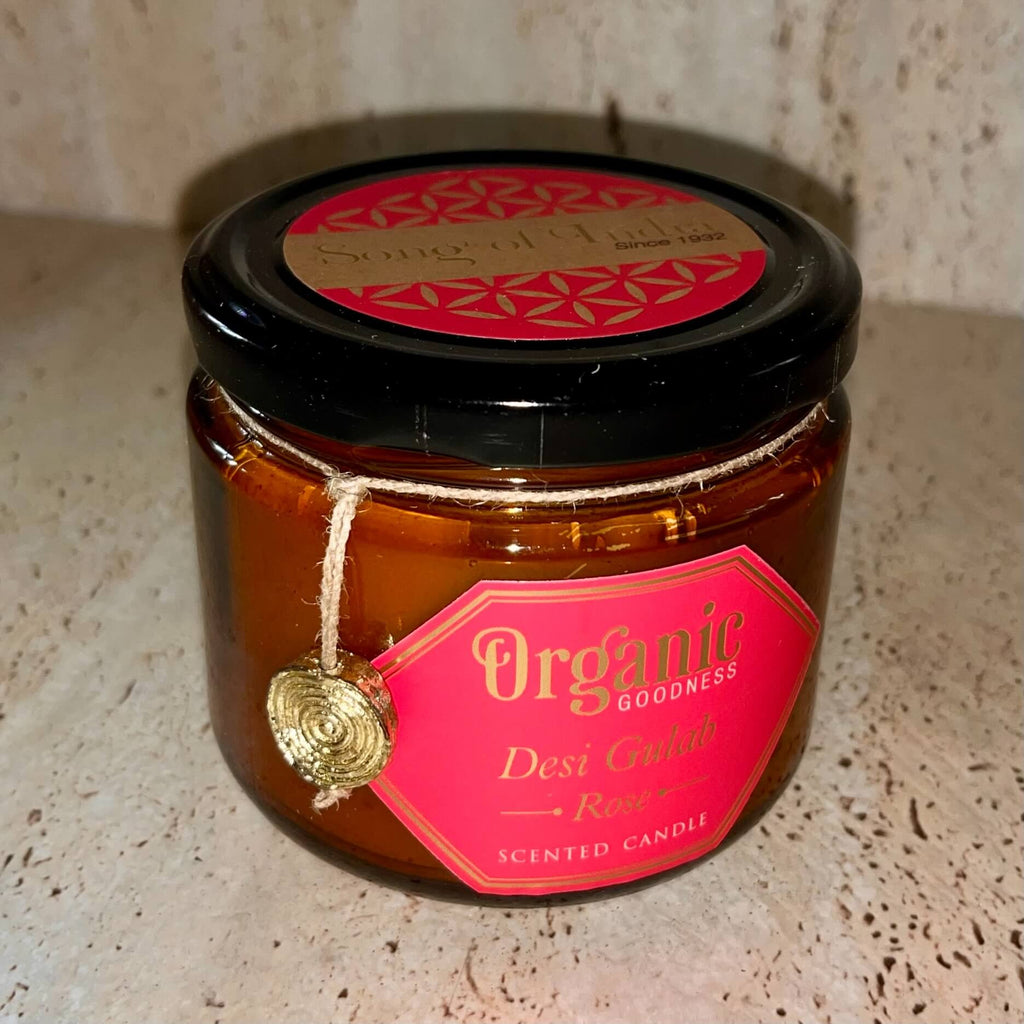Organic Goodness Soy Candle ROSE in Amber Glass Jar