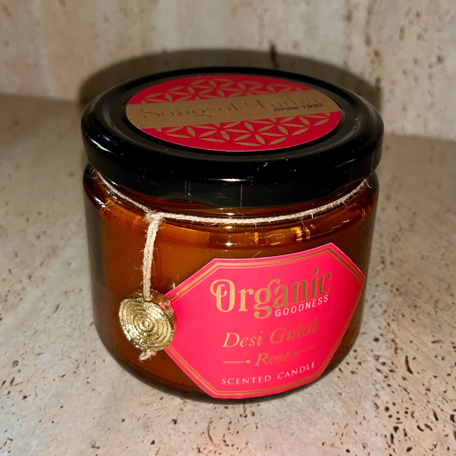Organic Goodness Soy Candle ROSE in Amber Glass Jar