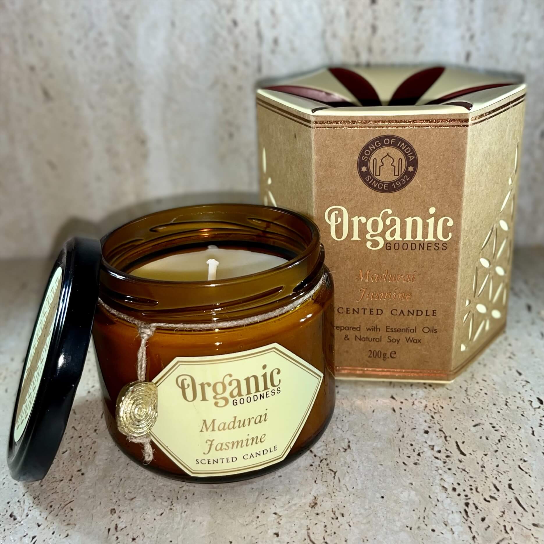Organic Goodness Soy Candle JASMINE in Amber Glass Jar