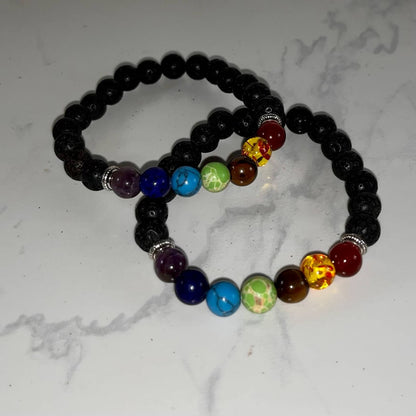 Gemstone Chakra Lava Stone Bracelet