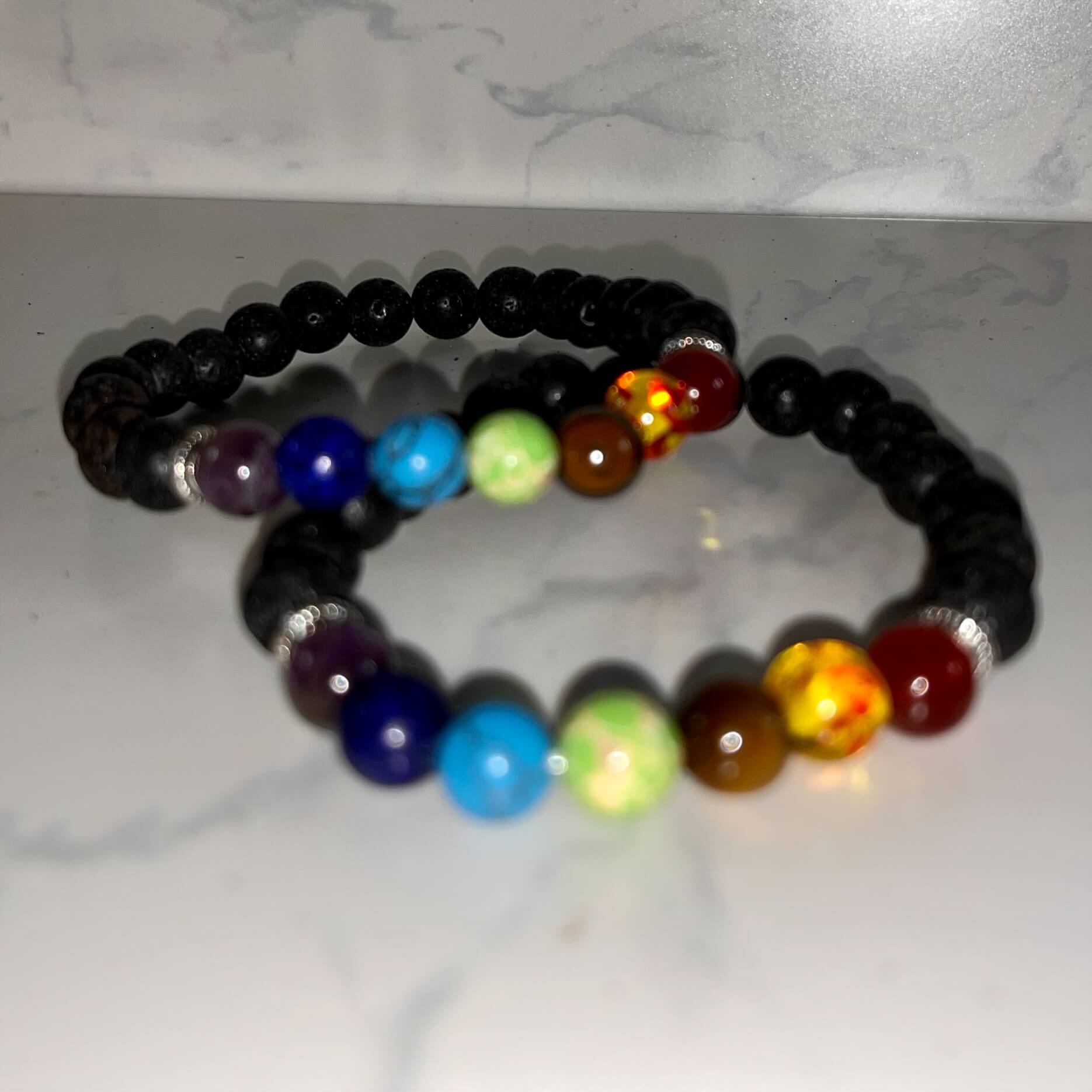 Chakra Gemstone Stretch Bead Bracelet – Crystal Heart