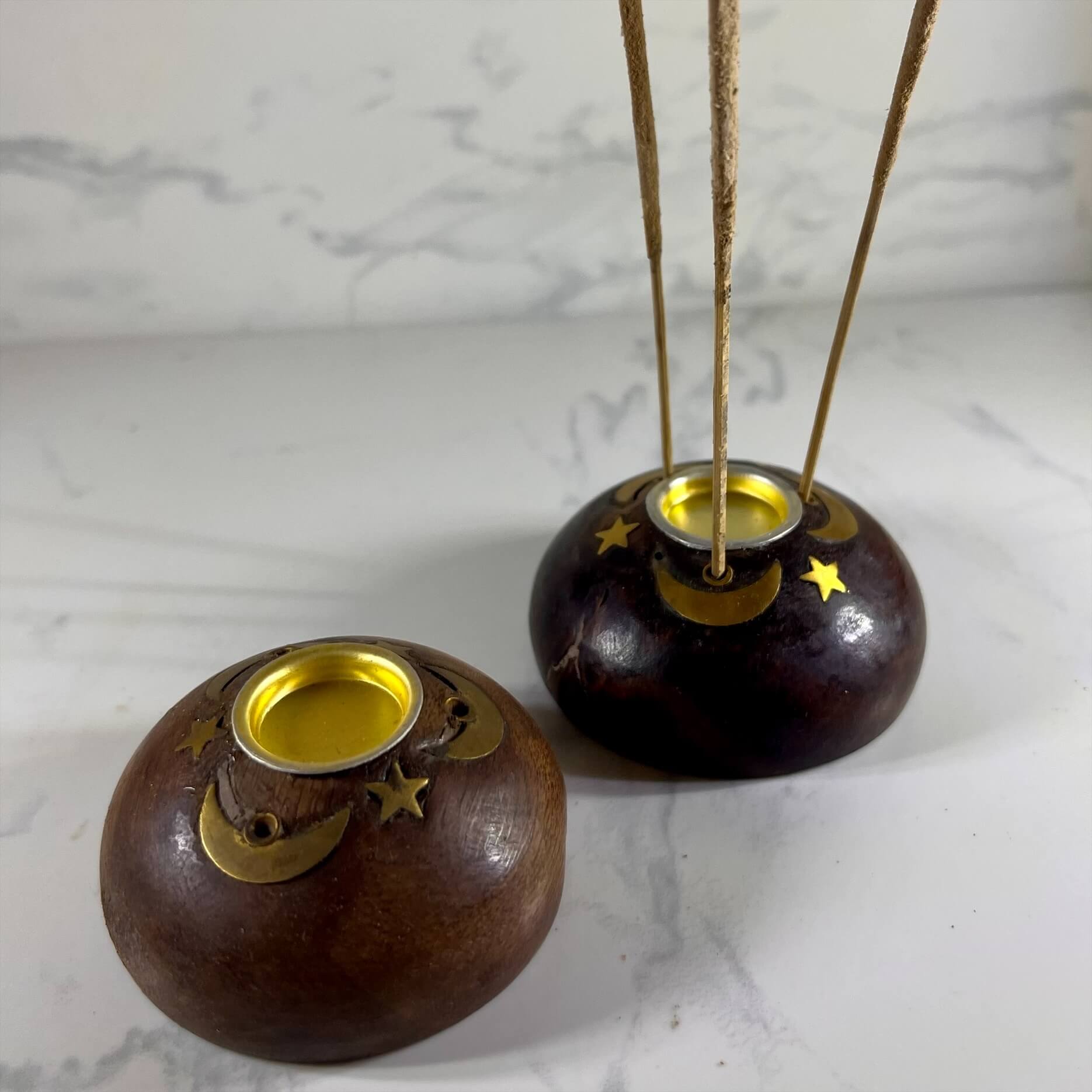 Cone & Incense Holder Wooden Star and Moon