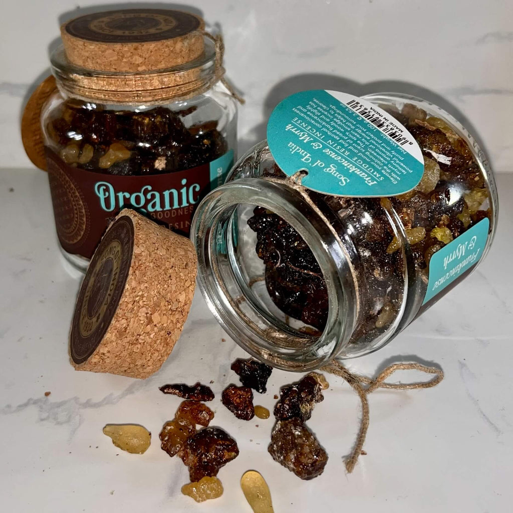 Organic Goodness Smudge Resin FRANKINCENSE MYRRH 80g Jar
