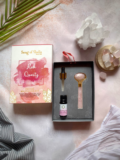 Crystal Facial Massage Roller Gift Kit ROSE QUARTZ